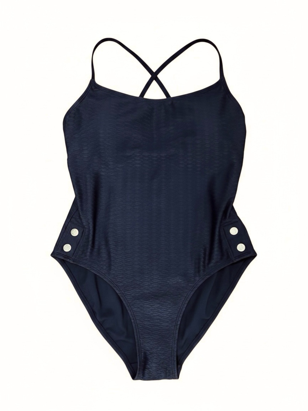 Blue Rod Black Swimsuit One Piece Beattie Crossback Straps Underwire Size 14